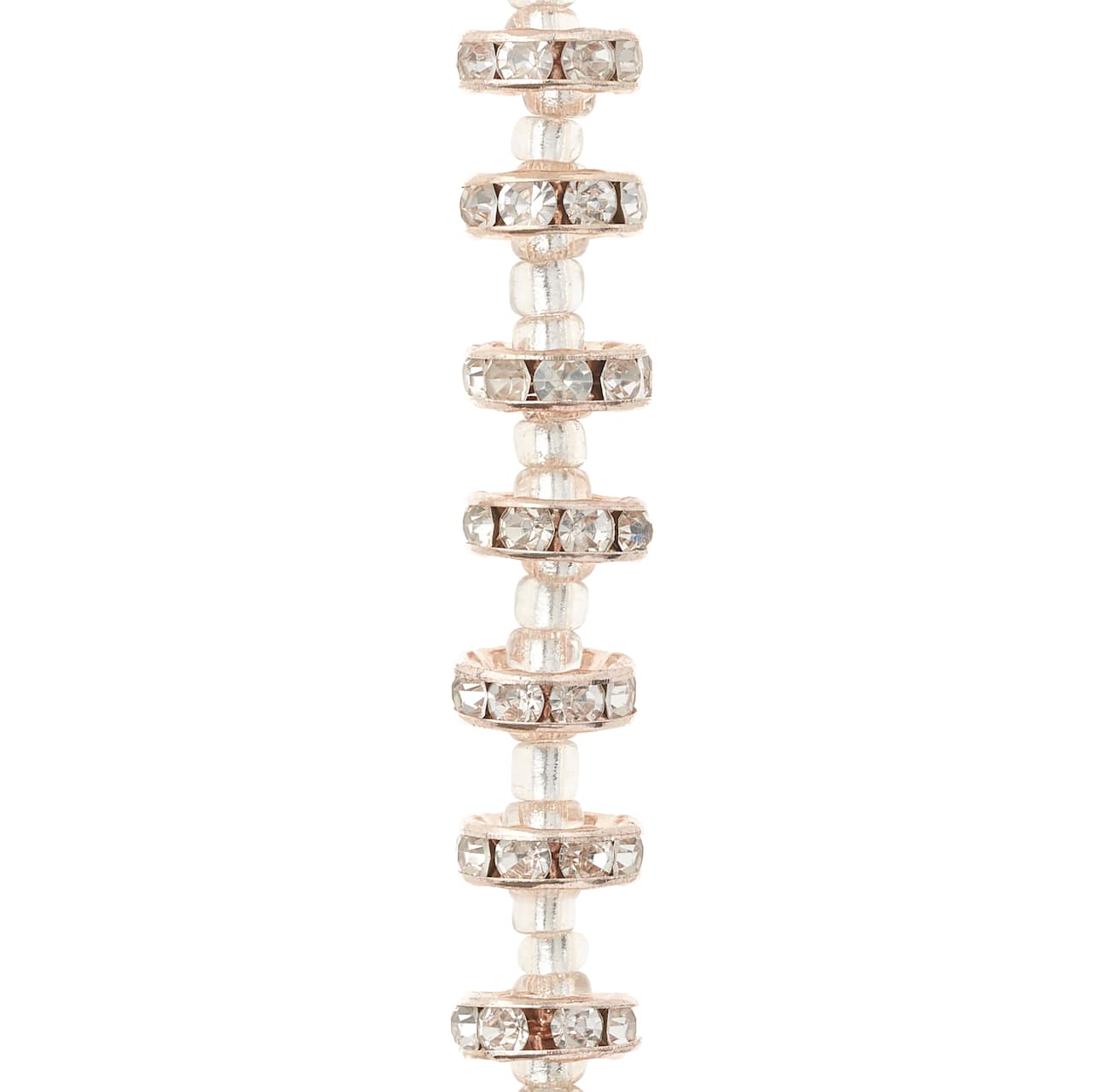 Rose Gold Rhinestone Studded Rondel Beads, 10mm by Bead Landing&#x2122;